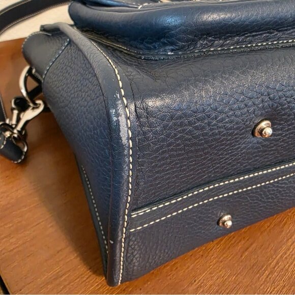 Dooney & Bourke Navy All-Weather Pebbled Leather Satchel With Adjustable Strap - Picture 11 of 13